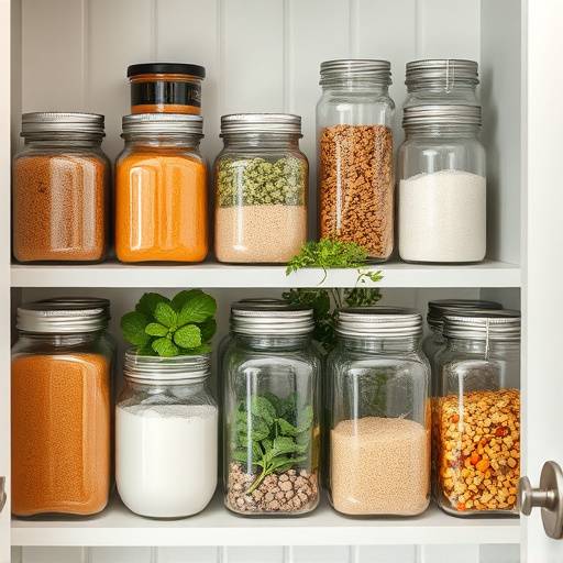 A curated selection of essential ingredients neatly arranged in glass jars