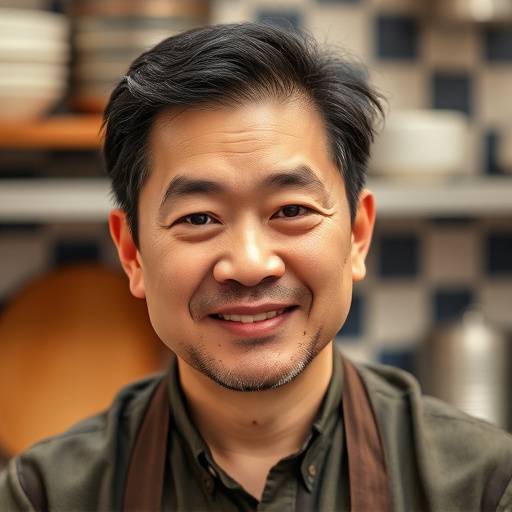 A portrait of Kenji Tanaka, the head of kitchen organization at Kiyomi Kitchens